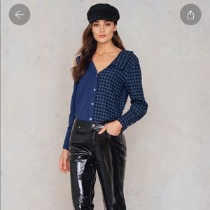 NWOT Na-kd Blue & Black Plaid Shirt Size S
